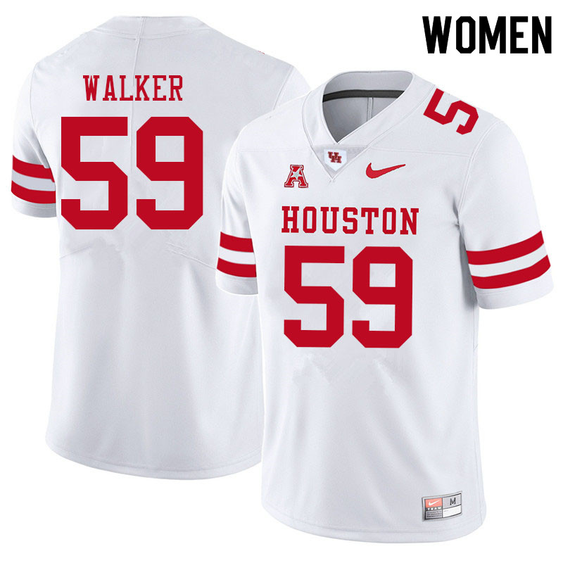 Women #59 Carson Walker Houston Cougars College Football Jerseys Sale-White - Click Image to Close